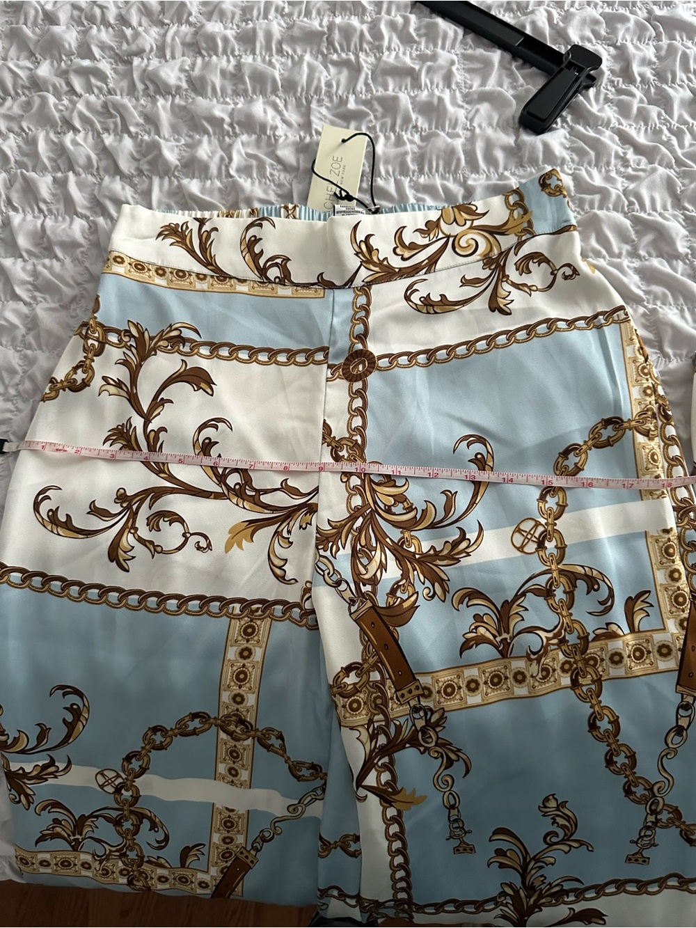 Rachel Zoe Blue & Cream Chain Print Skirt and Top Set - Picture 2 of 6